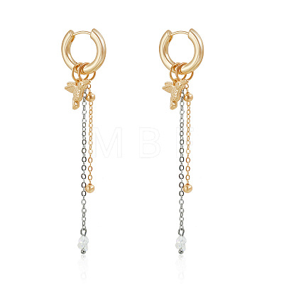 Bird Alloy & Glass Beads Hoop Earrings WG4F352-02-1