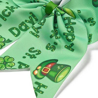 Saint Patrick's Day Big Bowknot Polyester Elastic Hair Ties OHAR-H011-01F-1