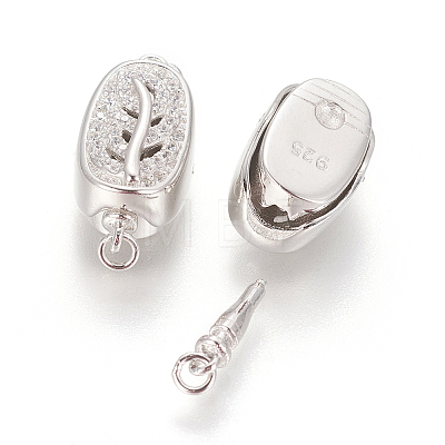 Rhodium Plated 925 Sterling Silver Box Clasps STER-L059-05P-1