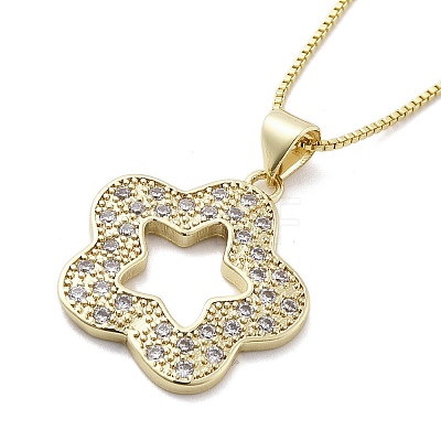 Brass Micro Pave Clear Cubic Zirconia Pendant Necklaces for Women NJEW-D305-03G-04-1