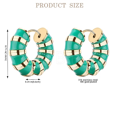 Enamel Striped Thick Hoop Earrings JE1110C-1