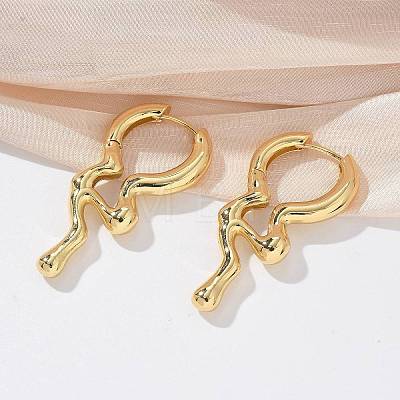 Rack Plating Brass Melting Drop Hoop Earrings for Women EJEW-Z019-19G-1