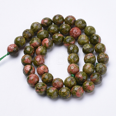 Natural Unakite Beads Strands G-S281-14-10mm-1