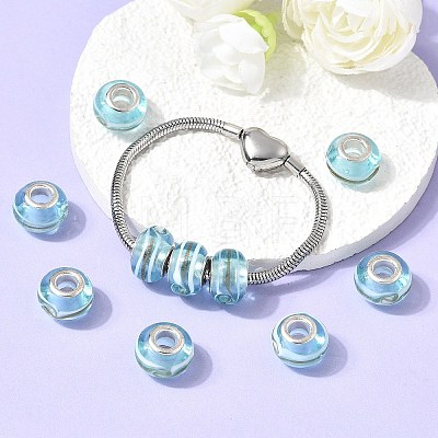 Rondelle Handmade Gold Sand Lampwork European Large Hole Beads LPDL-R007-07B-1