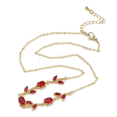 Brass Pave Cubic Zirconia Rose Flower Link Cable Chain Necklaces for Women NJEW-C121-05B-07G-1