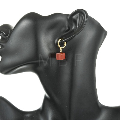 Natural Banded Agate(Dyed & Heated) Hoop Earrings EJEW-JE07031-1