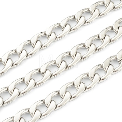 Tarnish Resistant 304 Stainless Steel Cuban Link Chains STAS-B020-07P-1