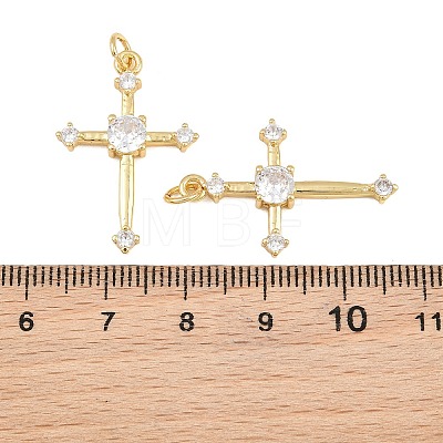 Brass Micro Pave Clear Cubic Zirconia Pendants CU-CBA48B8-01G-D-1