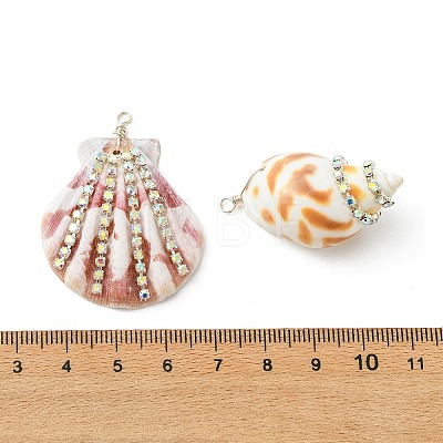 4Pcs 4 Styles Natural Mixed Shell Pendants PALLOY-TA00417-1