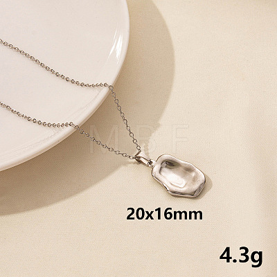 Vintage Stainless Steel Geometric Rectangle Pendant Necklace for Women AO1780-1-1
