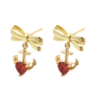 Brass Micro Pave Cubic Zirconia Stud Dangle Earring EJEW-H108-20A-G-1