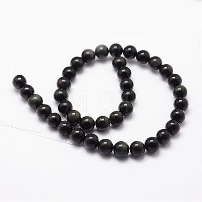 Natural Obsidian Beads Strands G-D838-8mm-04-1
