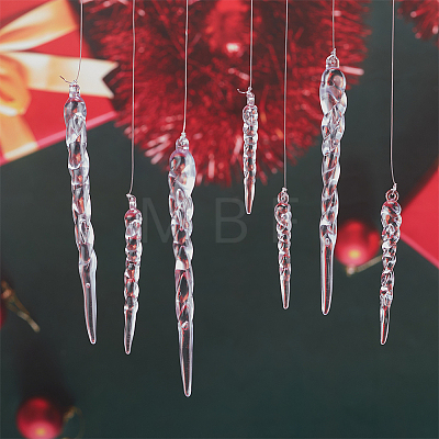WADORN 45Pcs Christmas Plastic Icicle Drop Pendant Decorations DIY-WR0003-04-1