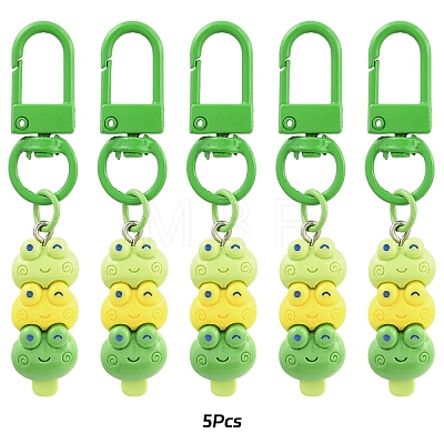 5Pcs Frog Resin Pendant Decorations HJEW-YW00193-04-1