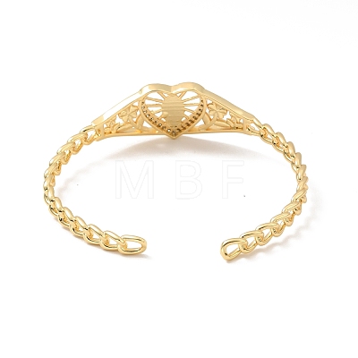 Rack Plating Brass Heart with Virgin Mary Open Cuff Bangle for Women BJEW-M227-02G-1