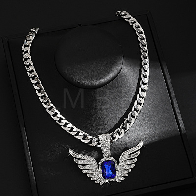 Hip-hop Style Zinc Alloy Crystal Rhinestone Pendant Cuban Link Chain Necklaces FS-WG425B8-06-1