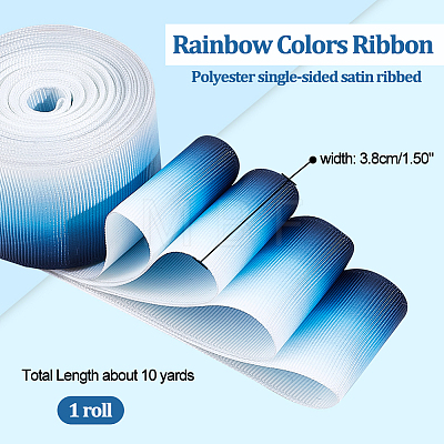 Gradient Color Polyester Grosgrain Ribbons OCOR-WH0047-20A-1