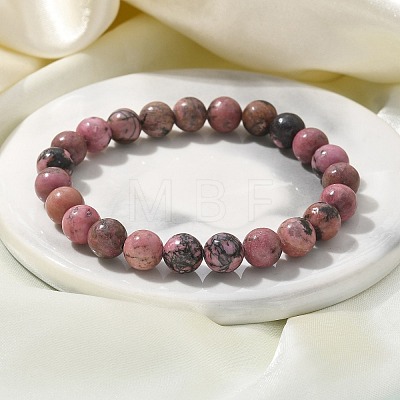 Natural Rhodonite Beads Stretch Bracelets X-BJEW-F380-01-B16-1