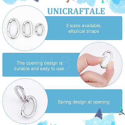 Unicraftale 3Pcs 3 Styles 304 Stainless Steel Spring Gate Rings STAS-UN0040-93-1