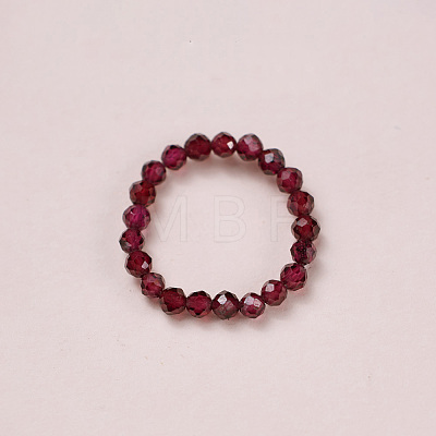 Adjustable Natural Garnet Bead Finger Rings FS-WGFFDB9-08-1
