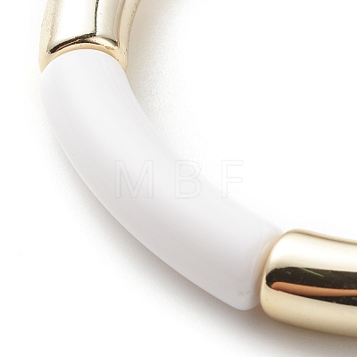 Acrylic Curved Tube Beaded Stretch Bracelet for Women BJEW-JB08439-01-1
