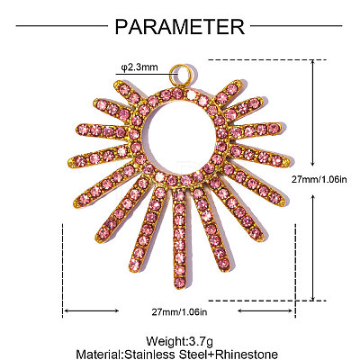 304 Stainless Steel with Rhinestone Pendants RB-OY001-43G-02-1