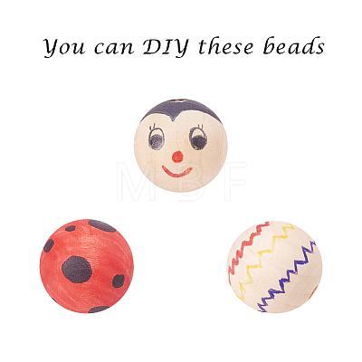 Natural Unfinished Wood Beads WOOD-S651-25mm-LF-1