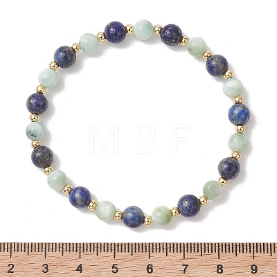 Natural Lapis Lazuli and Glass Round Beads Stretch Bracelets for Women Men BJEW-JB13516-1