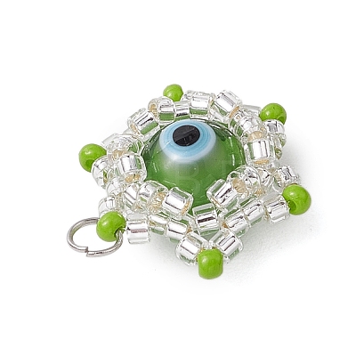 Beaded Star Eye Charms PALLOY-MZ00574-03-1