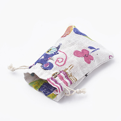 Polycotton(Polyester Cotton) Packing Pouches Drawstring Bags X-ABAG-T006-A08-1