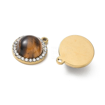 304 Stainless Steel & Natural Tiger Eye Pendants SA-CBA11D7-04G-1
