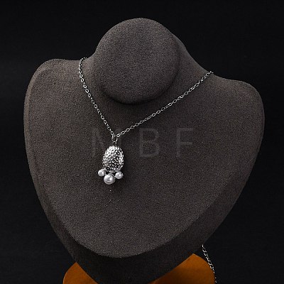 Anti-Tarnish 304 Stainless Steel & Plastic Pearl Paw Print Pendant Cable Chain Necklaces for Women STAS-Z114-16P-1