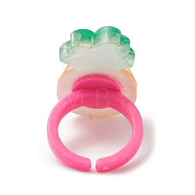 3D Fruit Resin Open Cuff Rings for Kids RJEW-JR00576-1