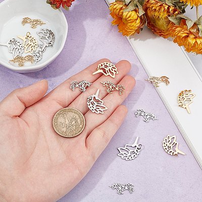 DICOSMETIC 16Pcs 2 Style 201 Stainless Steel Pendants and Filigree Joiners STAS-DC0001-55-1