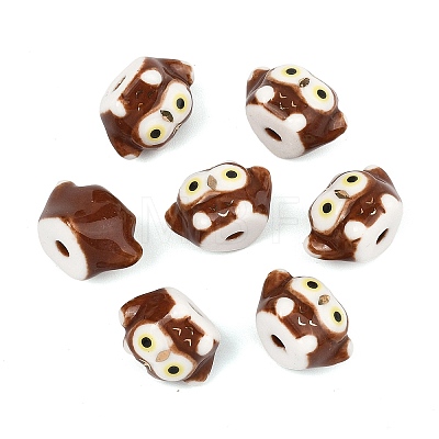Cute Hand Painted Mini Owl Porcelain Beads LS-PORC-F014-01C-1