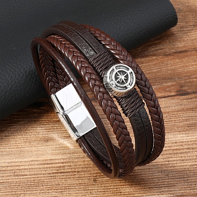 Imitation Leather Multi-strand Bracelets for Men PW-WGB51BB-04-1