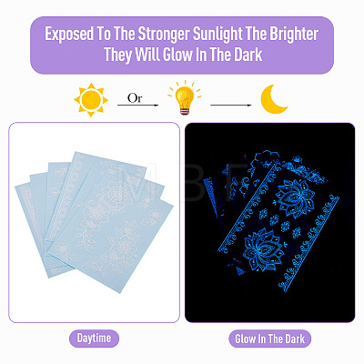 6 Sheets Luminous Paper Tattoo Stickers STIC-TAC0001-007B-1