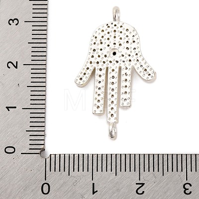 Rack Plating Brass Micro Pave Clear Cubic Zirconia Religion Hamsa Hand Connector Charms KK-Z070-11P-1