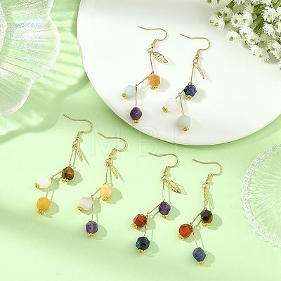Hollow 316 Surgical Stainless Steel & Gemstone Dangle Earrings for Women EJEW-JE07505-1