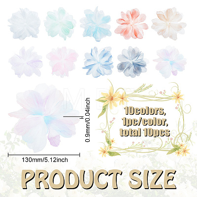 10Pcs 10 Colors Organza Flower Ornament Accessories DIY-FG0006-45-1