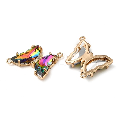 Brass Pave Faceted Glass Connector Charms FIND-Z020-04J-1