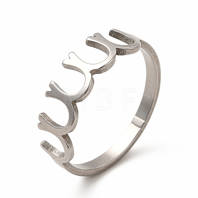 304 Stainless Steel Horseshoe Finger Ring for Women RJEW-K239-08P-1