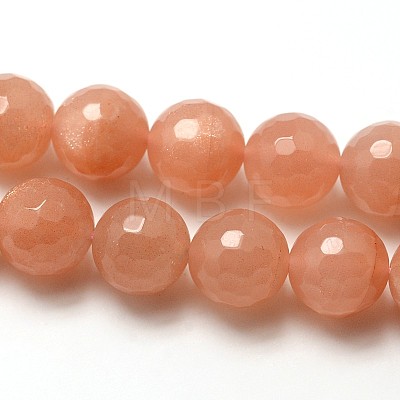 Grade AAA Natural Gemstone Sunstone Faceted Round Beads Strands G-E251-35-6mm-1