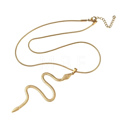 304 Stainless Steel Snake Pendant Round Snake Chain Necklaces for Women NJEW-K307-01G-1