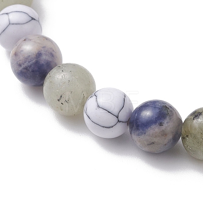 Synthetic Howlite & Natural Sodalite & Labradorite Beads Bracelets for Women BJEW-JB12829-1