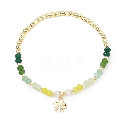 Clover Brass Charm Bracelets BJEW-JB13636-1