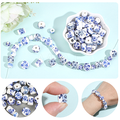 72Pcs 8 Styles Handmade Porcelain Beads PORC-PA0001-63-1
