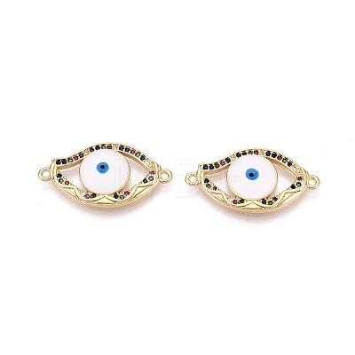 Brass Micro Pave Colorful Cubic Zirconia Connector Charms KK-N287-41G-1