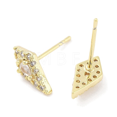 Brass Micro Pave Clear Cubic Zirconia Studs Earring EJEW-S217-G15-1