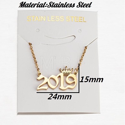 Crown Birth Year 201 Stainless Steel Pendant Necklaces for Women FS-WG4E8F2-40-1